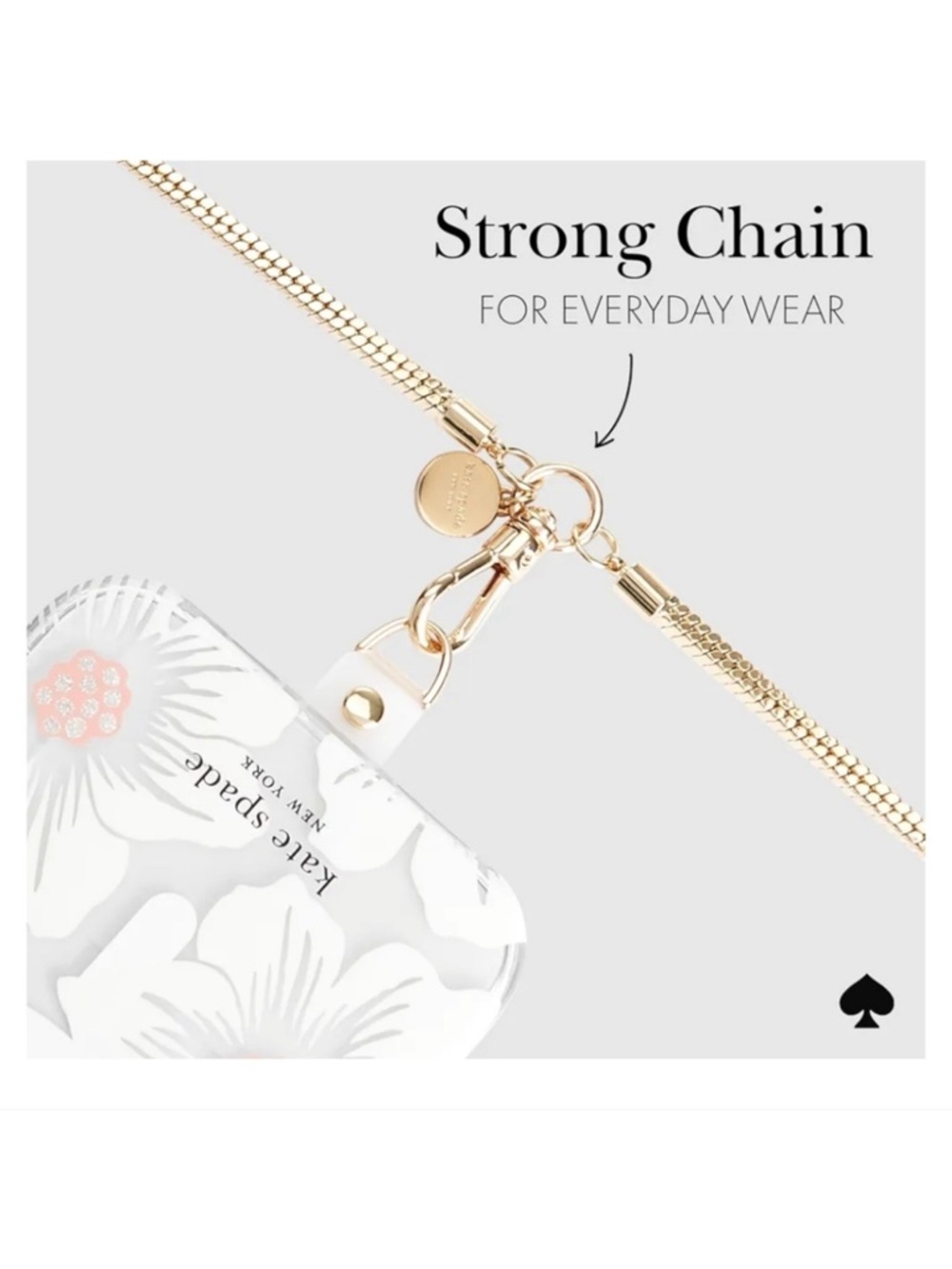 $60 Kate Spade ♠️ Phone Crossbody CHAIN - Heart of Gold NWT Universal Fit - Picture 7 of 10
